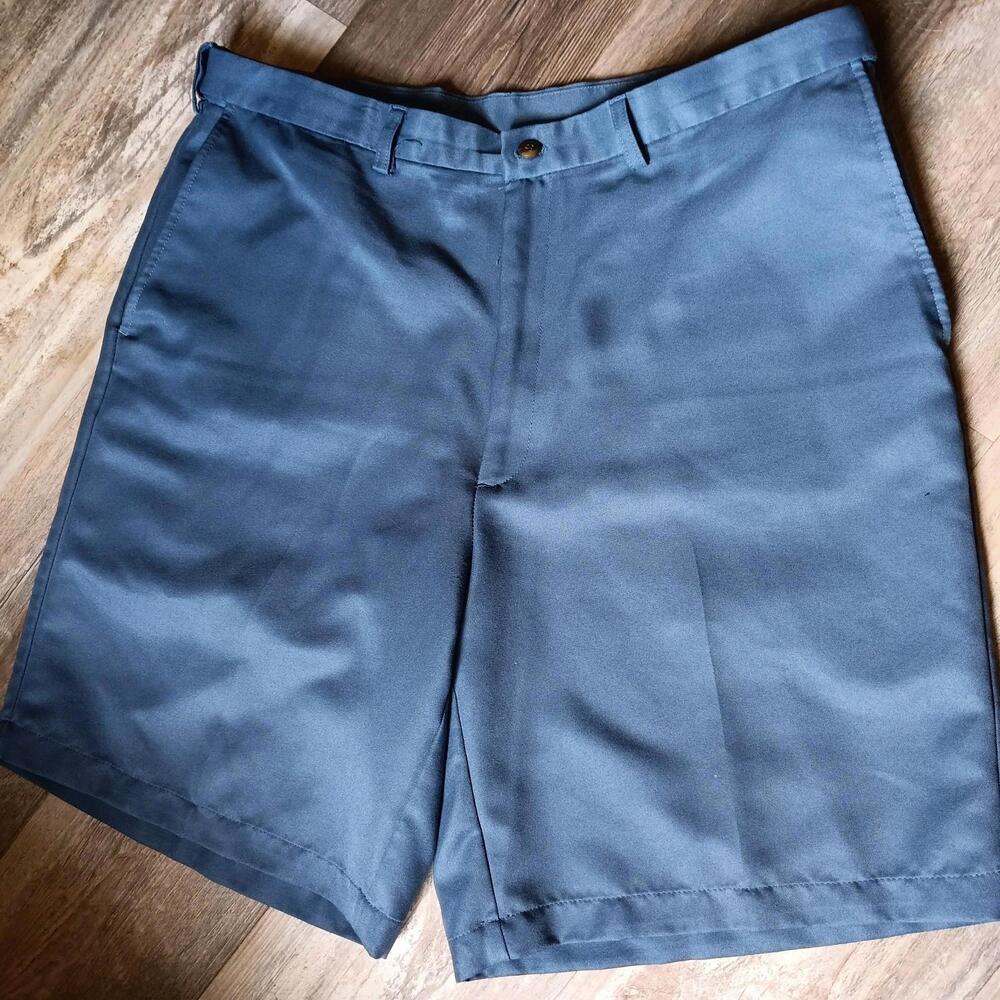 Haggar Shorts Mens 38 Blue Performance Chino Flat Front Pockets Sports Golf